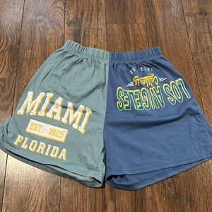 two colored shorts.